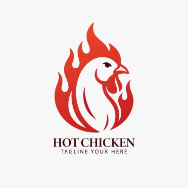 Tavuk ateşi logo vektör şablonu. Logo sıcak tavuk servis eden bir restoran için. Vektör İllüstrasyonu
