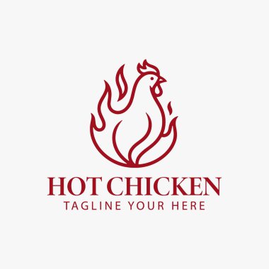Tavuk ateşi logo vektör şablonu. Logo sıcak tavuk servis eden bir restoran için. Vektör İllüstrasyonu