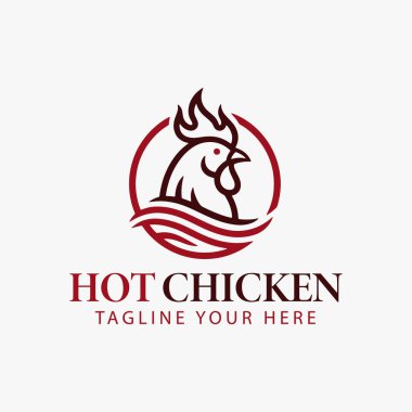 Tavuk ateşi logo vektör şablonu. Logo sıcak tavuk servis eden bir restoran için. Vektör İllüstrasyonu