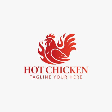 Tavuk ateşi logo vektör şablonu. Logo sıcak tavuk servis eden bir restoran için. Vektör İllüstrasyonu