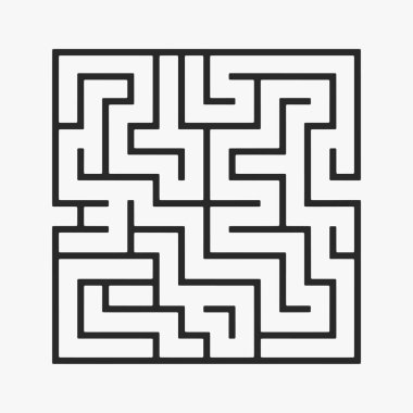 Birbirine kenetlenmiş geometrik labirent motif tasarımı. Labirent çok karmaşık değil, ama yönünü bulmak hala zor. Vektör İllüstrasyonu