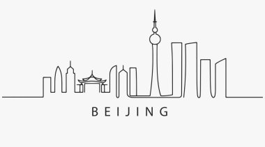 Flat Design, Pekin şehrini kırmadan bir satır yazdı. Vektör İllüstrasyonu