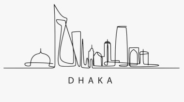 Dahaka şehrini kırmadan bir satır dizayn et. Vektör İllüstrasyonu