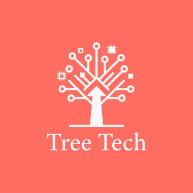 Düz Tasarım Ağaç Teknolojisi basitliğe, zarafete ve tanınma kolaylığına odaklanıyor. Vektör İllüstrasyonu