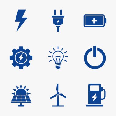 Çeşitli elektrikli aletler ve aletler için bir ikon koleksiyonu. Vektör İllüstrasyonu