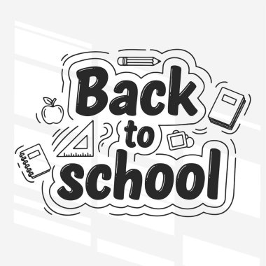 Okula Dönüş 'ün eski harfleri için düz tasarım. Poster, önümüzdeki okul yılı için bir heyecan ve beklenti hissi vermek üzere tasarlandı. Vektör İllüstrasyonu