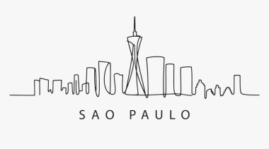 Sao Paulo şehrini kırmadan tek sıra dizayn et. Vektör İllüstrasyonu