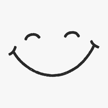 Gülümseme kelimesi beyaz bir arka planda yazılır. Vektör İllüstrasyonu