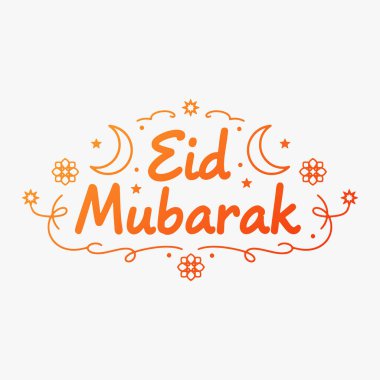 Canlı el yapımı Mübarek Mübarek harfleri dekoratif elementlerle. Bayram boyunca kutlama ve sevinç hissi. Vektör İllüstrasyonu