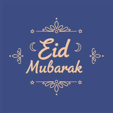 Canlı el yapımı Mübarek Mübarek harfleri dekoratif elementlerle. Bayram boyunca kutlama ve sevinç hissi. Vektör İllüstrasyonu