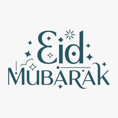 Canlı el yapımı Mübarek Mübarek harfleri dekoratif elementlerle. Bayram boyunca kutlama ve sevinç hissi. Vektör İllüstrasyonu