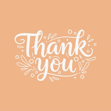 Canlı elle çizilmiş dekoratif elementlerle dolu bir teşekkür mektubu. Vektör İllüstrasyonu