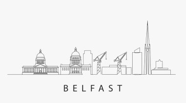 Düz Tasarım Belfast şehrini kırmadan bir satır. Vektör İllüstrasyonu