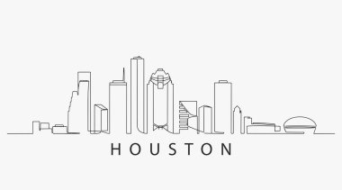 Düz Tasarım Houston şehrini kırmadan bir satır. Vektör İllüstrasyonu