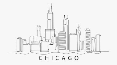 Düz Tasarım Şikago şehrini yıkmadan bir satır. Vektör İllüstrasyonu