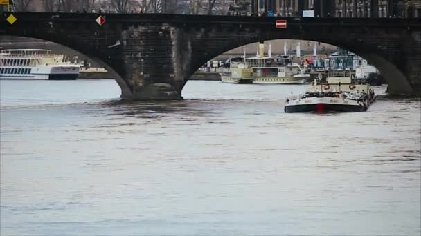 Ponte velha sobre o rio Elba em Dresden — Vídeo de Stock