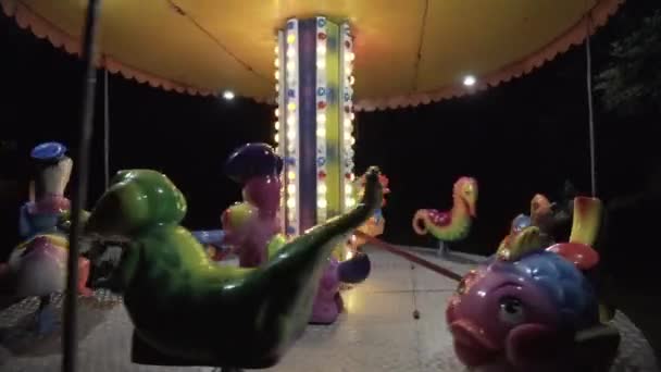 Barn karusell i parken — Stockvideo