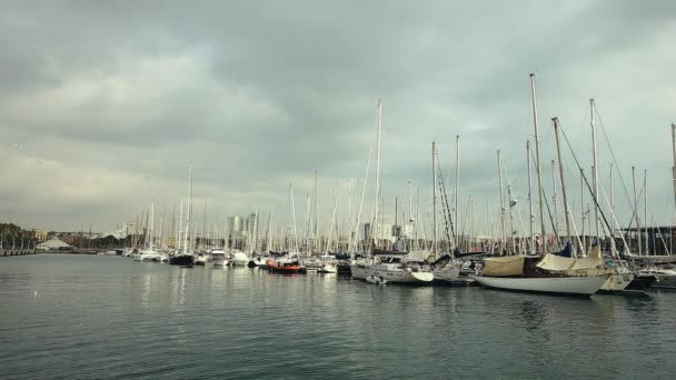Passando Luxury Super Yachts no porto — Vídeo de Stock
