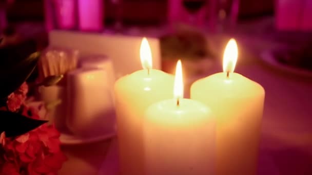 Velas sobre fondo rosa — Vídeo de stock