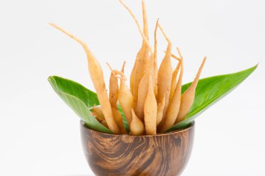 Kaempferia tıbbi bir bitkidir. Sıcak ve acı bir tadı var, mide ağrısını, şişkinliği, hazımsızlığı, toniği, cinsel iktidarsızlığı tedavi etmek için libidoya toniği hafifletiyor. - Evet. Hemoroidler için bir ilaçtır.. 