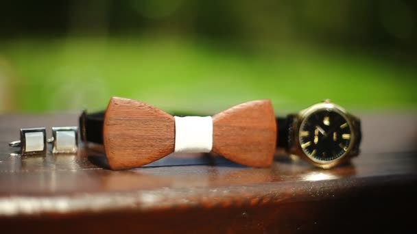 Men accessories gentleman clock — Stock Video