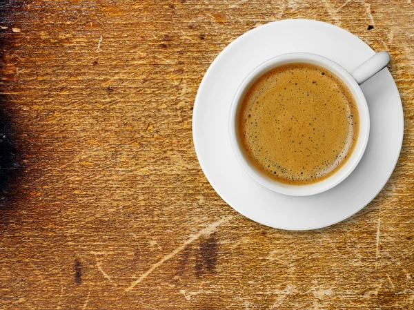 Xícara de café em madeira velha — Fotografia de Stock
