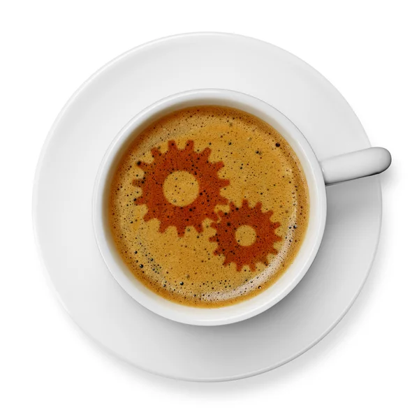 Zahnräder Symbol auf Kaffee — Stockfoto
