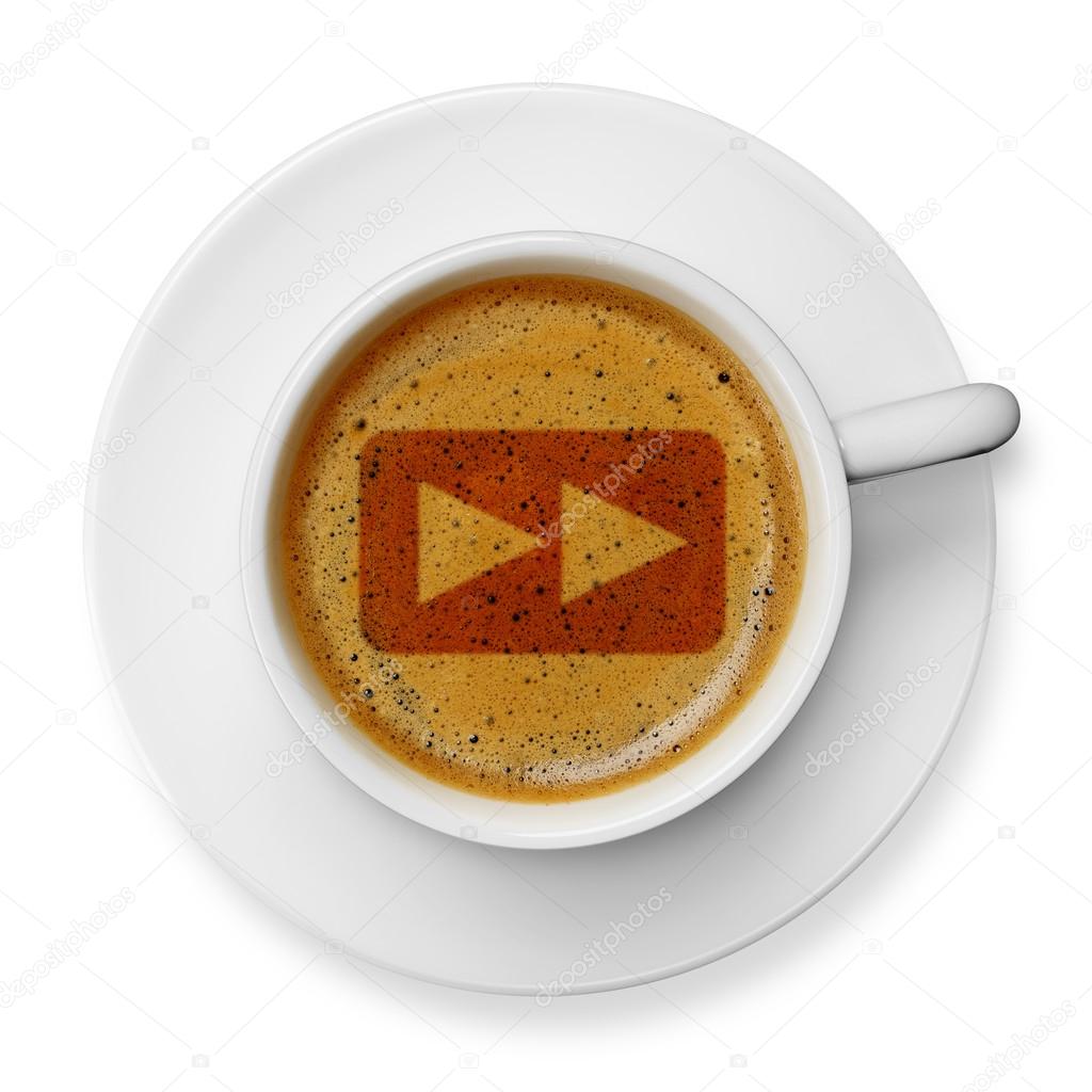 Fast forward symbol on coffee