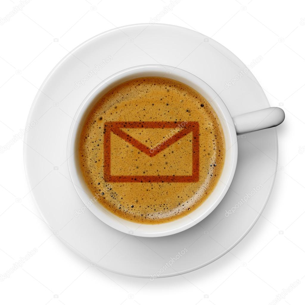 Mail icon on coffee