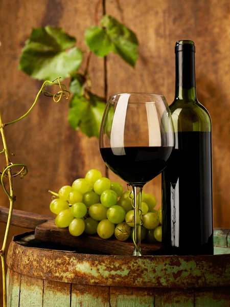 Rött vin och röda druvor — Stockfoto
