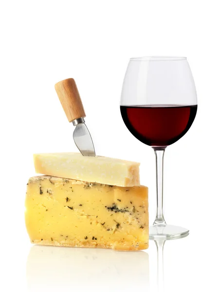 Copa de vino y queso — Foto de Stock