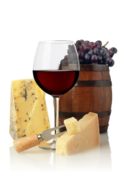 Wine glass and cheese — Stock Photo, Image