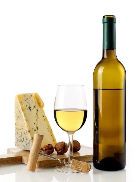 Vino blanco y queso —  Fotos de Stock