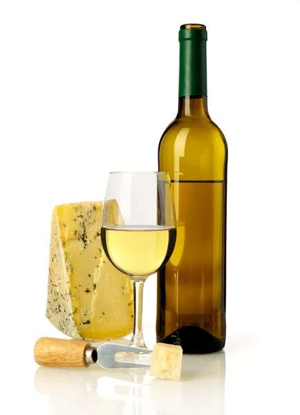 Vino blanco y queso —  Fotos de Stock