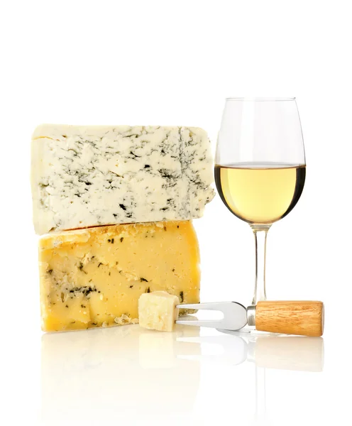 Wine glass and cheese — Stock Photo, Image