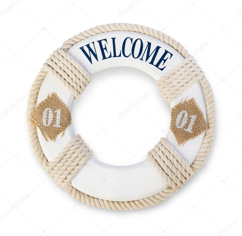 Welcome board on white