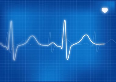 Elektrokardiyogram, mavi arka plan