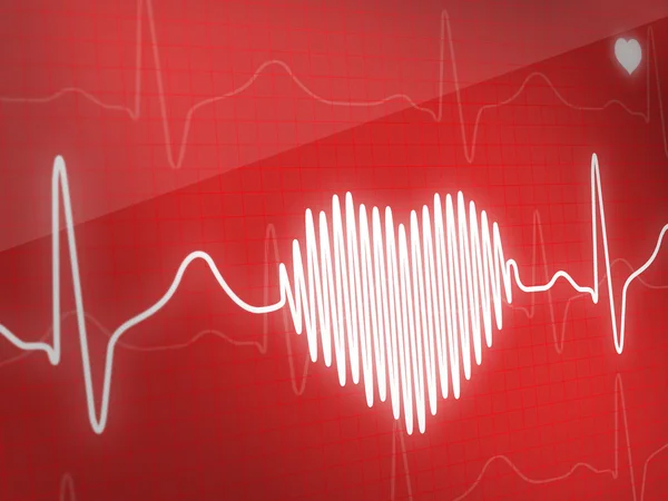Eletrocardiograma com fundo vermelho — Fotografia de Stock