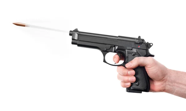 Strzelectwo pistolet na biały — Zdjęcie stockowe
