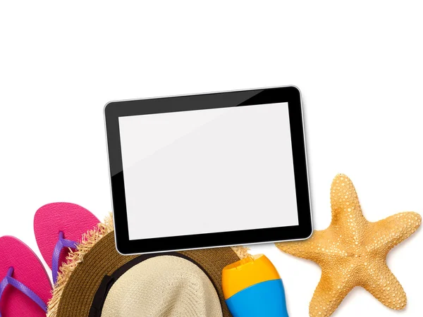 Tablet e accessori da spiaggia — Foto Stock