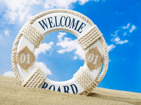 Welcome board on beach