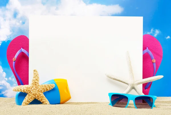 Vakantie banner op het strand — Stockfoto