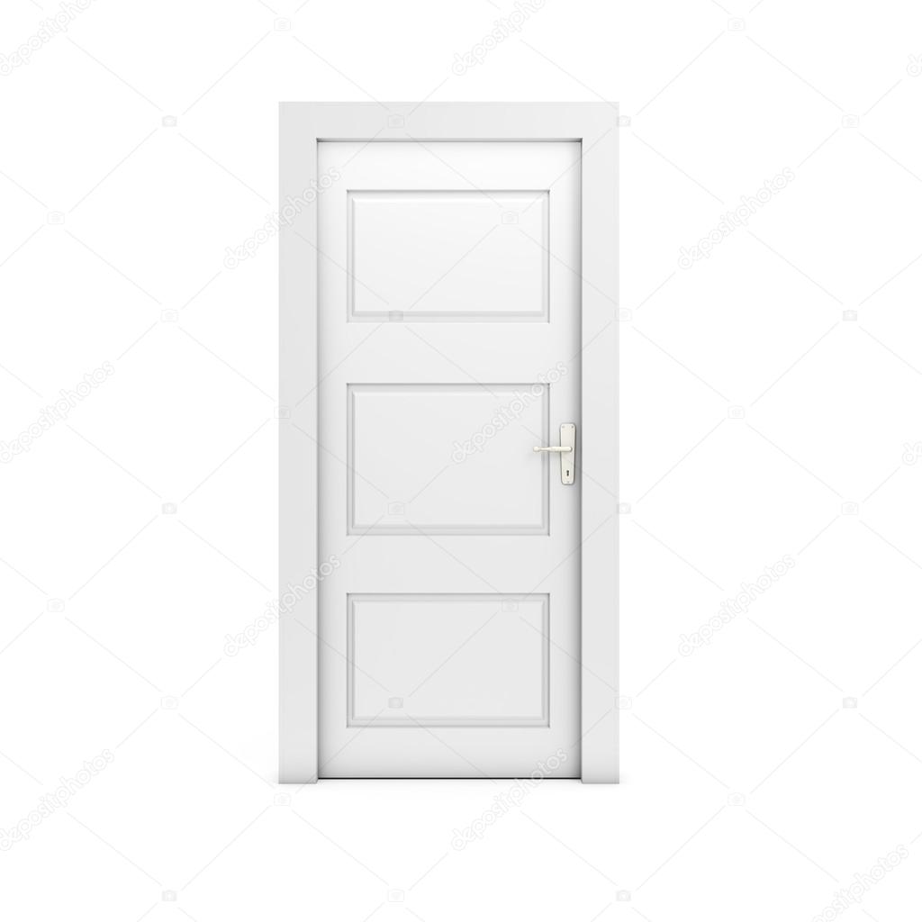 Closed door on white