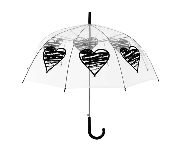 Сердечный зонтик на белом — стоковое фото