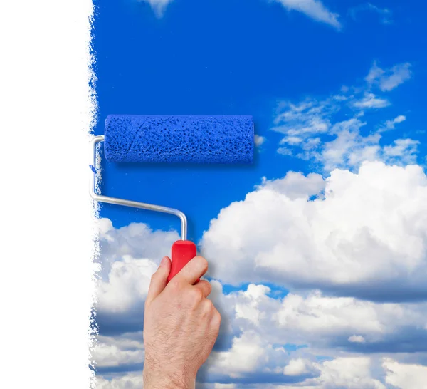 Måla väggen med sky — Stockfoto