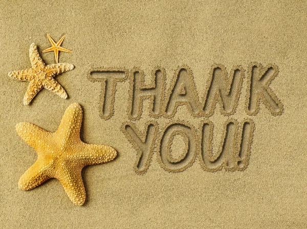 Thank you text on sand — Stock Photo, Image