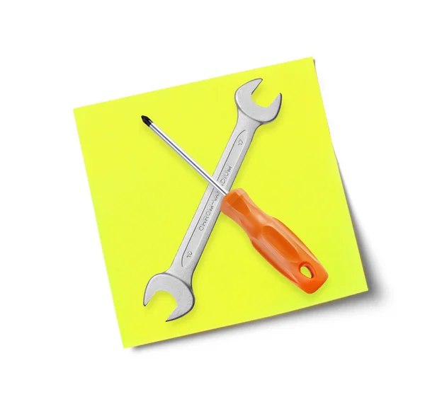 Service icon on adhesive note — Stock Photo, Image