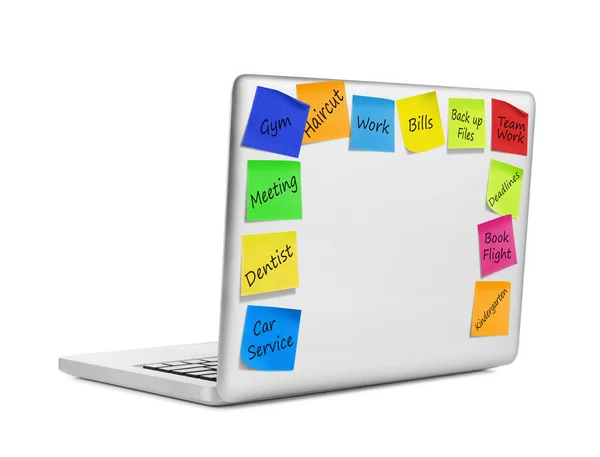 Resolution självhäftande anteckningar på laptop — Stockfoto