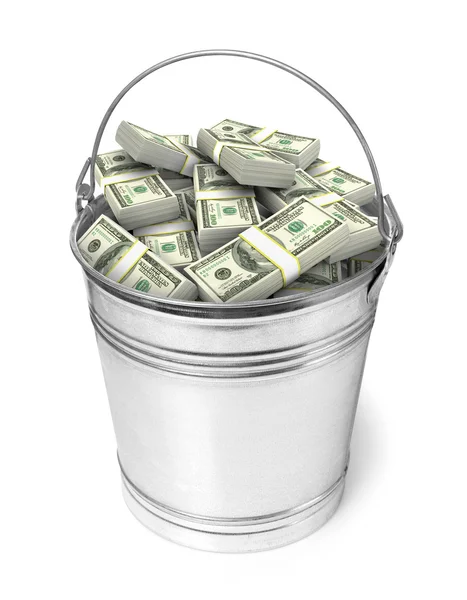 Bucket full of money — Stock Photo, Image