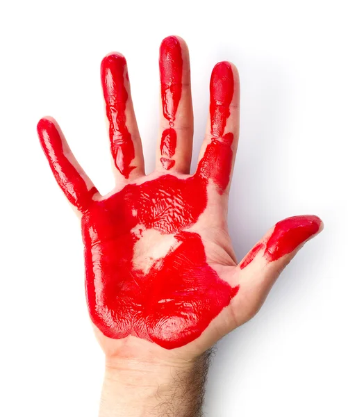 Blodiga hand på vit — Stockfoto